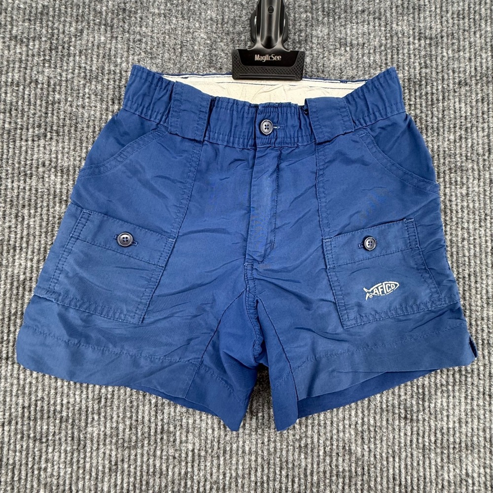 AFTCO Fishing Shorts Youth Size 22 Blue Excellent Nylon Cargo Utility 0459
